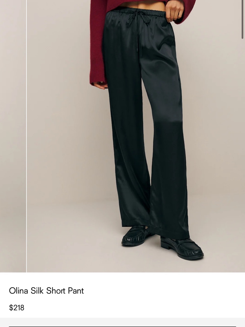 Reformation Olina silk pant petite